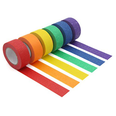 JONYEE Colored Masking Tape, Colored Painters Tape for Arts & Crafts, Labeling or Coding - Art Supplies for Kids - 6 Different Color Rolls - Masking Tape 1 Inch x 13 Yards (2.4cm X 12m)