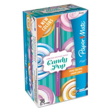 Paper Mate® Flair® Felt Tip Pens, Medium Point, Limited Edition Candy Pop™ Pack, Box of 36