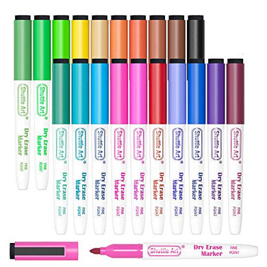 Dry Erase Markers, Shuttle Art 20 Colors Magnetic Whiteboard Markers with Erase, Fine Point Dry Erase Markers Perfect for Writing on Dry-Erase Whiteboard Mirror Glass for School Office Home