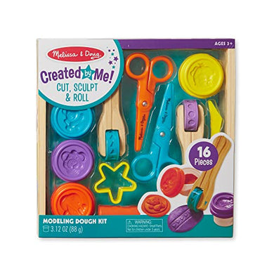 Melissa & Doug Created by Me! Cut, Sculpt, and Roll Modeling Dough Kit With 8 Tools and 4 Colors of Modeling Dough - Dough Stampers, Arts And Crafts For Kids Ages 3+
