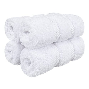 American Soft Linen Luxury Washcloths for Bathroom, 100% Cotton 4 Piece Turkish Wash Cloth Set, 13x13 in Soft Rags for Body and Face, White Washcloths