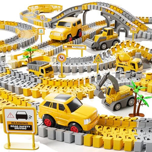 iHaHa Toddler Boy Toys 236 PCS Race Tracks Toys Gifts for 3 4 5 Year Old Boys Kids, 6 PCS Construction Car Toys Gifts for 2 3 4 5 Year Old Boys, Christmas Birthday Gifts Toys for 3 4 5 Year Old Boys