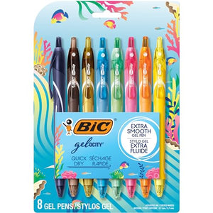 BIC Gelocity Quick Dry Ocean Themed Gel Pens, Medium Point (0.7mm), 8-Count Gel Pen Set, Colored Gel Pens for Note Taking and Journaling