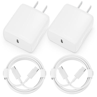 USB C Charger, 2 Pack 20W USB C Fast Wall Charger Block with 2 Pack 6 FT USB-C to C Cable for iPhone 15/15 Plus/15 Pro/15 Pro Max/Pad Pro/Air/Mini, Galaxy