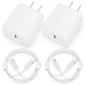 USB C Charger, 2 Pack 20W USB C Fast Wall Charger Block with 2 Pack 6 FT USB-C to C Cable for iPhone 15/15 Plus/15 Pro/15 Pro Max/Pad Pro/Air/Mini, Galaxy