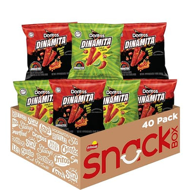 Doritos Dinamita Spicy Rolled Tortilla Chips, Chile Limon and Flamin' Hot Queso Flavored Variety Pack, (Pack of 40)