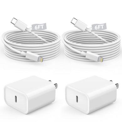 Fast Charger iPhone,iPhone Charger Fast Charging 2Pack USB C Wall Charger Block Fast iPhone Charger 6FT Type-C USB C to Lightning Cables Cord for iPhone 14/14Plus/13/12/11 Pro Max,Mini,8, iPad/AirPods