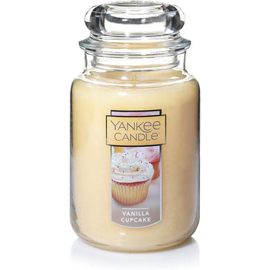 Yankee Candle Vanilla Cupcake Scented 22oz Single Wick Candle, Over 110 Hours of Burn Time, Ideal for Creating Relaxing Ambience & Holiday Gifting, Classic Large Jar, Cream