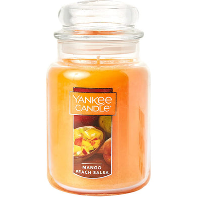 Yankee Candle Mango Peach Salsa Scented, Classic 22oz Large Jar Single Wick Candle, Over 110 Hours of Burn Time