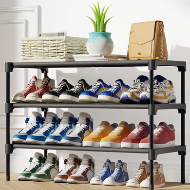 Kitsure Shoe Rack for Closet - Sturdy Shoe Organizer for Entryway and Front Door Entrance, 4-Tier Shoe Storage, Shoe Shelf, Free-Standing Closet Shoe Organizers and Storage, Black