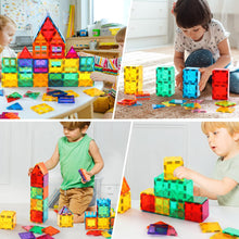 Gemmicc Magnetic Tiles, Deluxe 136 PCS Building Blocks Magnet Toys for Kids,3D Magnet Puzzles Stacking Blocks for Boys Girls,Huge Set with 2 Cars