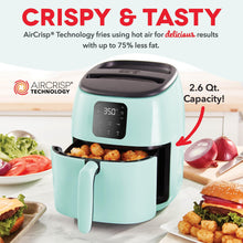 DASH Tasti-Crisp™ Electric Air Fryer Oven, 2.6 Qt., Aqua – Compact Air Fryer for Healthier Food in Minutes, Ideal for Small Spaces - Auto Shut Off, Digital, 1000-Watt