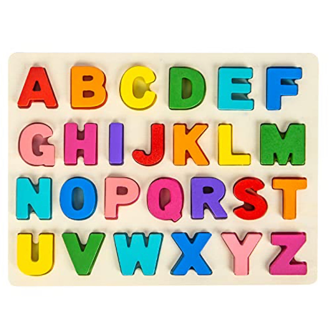 Attmu Wooden Puzzles for Toddlers, Alphabet Puzzle and Number Puzzle, 2 in 1 Preschool Educational Learning Toys with Chunky Wood ABC Puzzle Board, for Girls Boys Kindergarten Set of 2