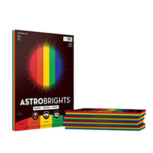 Astrobrights Colored Paper, 8.5" x 11" 24 lb/89 gsm, Primary" 5-Color Assortment, 5 Individual Packs of 100 Assorted Sheets - 500 Sheets in Total (22228)