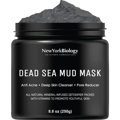 New York Biology Dead Sea Mud Mask for Face and Body - Spa Quality Pore Reducer for Acne, Blackheads & Oily Skin, Natural Skincare for Women, Men - Tightens Skin for A Healthier Complexion - 8.8 oz