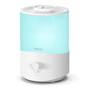 Pharata Humidifiers for Bedroom Large Room, 2.5L Cool Mist Humidifier with Essential Oil Diffuser, Top Fill Humidifier for Baby, Home, Plant, Ultrasonic Humidification for whole house, Auto Shut-Off