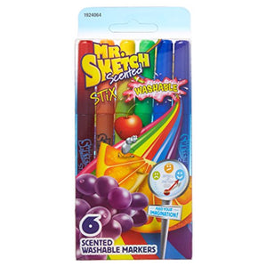 Mr. Sketch 1924064 Stix Washable Scented Markers, Fine-Tip, 6-Count,Assorted Colors