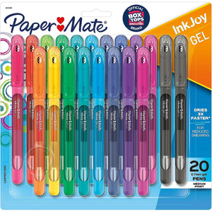 Paper Mate InkJoy Gel Pens, Medium Point (0.7mm), Assorted Colors, Capped, 20 Count