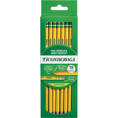 Ticonderoga Woodcase Pencils 6 Pre-Sharpened Boxes of 18, 108 Pencils Total (13818SP)