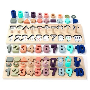 BEKILOLE Wooden Number Puzzle for Toddler Activities - Montessori Toys for Toddlers Shape Sorting Counting Game for Age 3 4 5 Year olds Kids - Preschool Math Learning Toys for Toddlers