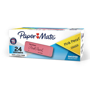 Paper Mate Pink Pearl Erasers, Medium, 24 Count