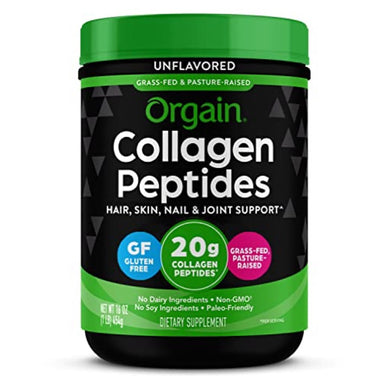 Orgain Hydrolyzed Collagen Powder, 20g Grass Fed Collagen Peptides, Unflavored - Hair, Skin, Nail, & Joint Support Supplement, Paleo & Keto, Non GMO, Type 1 and 3 Collagen - 1lb (Packaging May Vary)