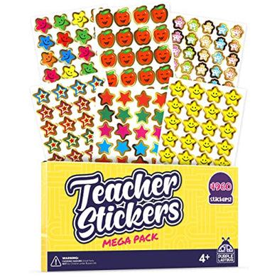 PURPLE LADYBUG Teacher Stickers for Students with 4960 Reward Stickers for Kids - Classroom Supplies for Teachers Elementary, Teacher Must Haves & School Essentials - with Small Gold Star Stickers