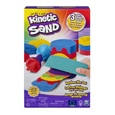 Kinetic Sand, Rainbow Mix Set with 3 Colors of Kinetic Sand (13.5oz) and 6 Tools, Play Sand Sensory Toys for Kids Ages 3 and up