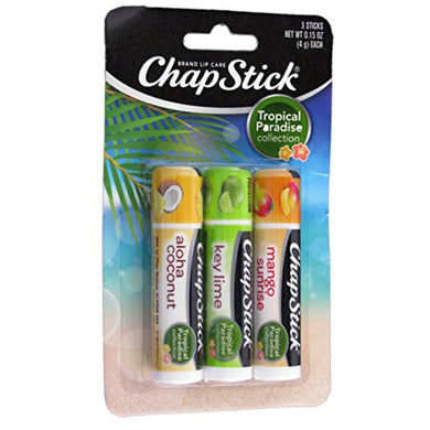 Chapstick Tropical Paradise Collection Lip Care Size .15 Ounce, 3 Sticks