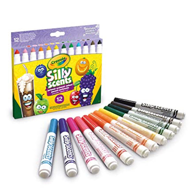 Crayola Silly Scents Broadline Washable Markers - Assorted Colours (Pack of 12) | Unique Sweet Scents & Colours! | Ideal for Kids Aged 3+