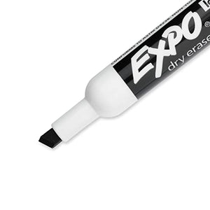 EXPO Low-Odor Dry Erase Markers, Chisel Tip, Black, 8-Count