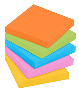 Post-it Super Sticky Notes, 3x3 in, 6 Pads, 2x the Sticking Power, Energy Boost Collection, Bright Colors (Orange, Pink, Blue, Green,Yellow),Recyclable (654-6SSAU)