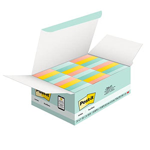 Post-it Notes, 1 3/8 in x 1 7/8 in, 24 Pads, America's #1 Favorite Sticky Notes, Beachside Café Collection, Pastel Colors, Clean Removal, Recyclable (654-14AU)