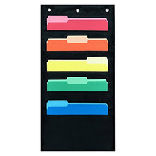 Essex Wares 5 Pocket Compact Storage Pocket Chart, Hanging Wall File Organizer Organize Your Assignments, Files, Scrapbook Papers & More (Black)