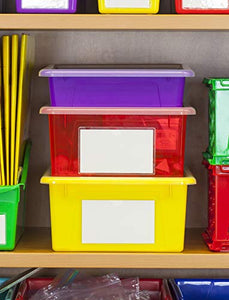Storex Letter Size Deep Storage Tray – Organizer Bin with Non-Snap Lid for Classroom, Office and Home, Assorted Colors, 5-Pack (62542U05C)