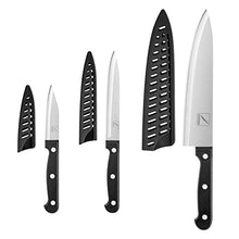 COKUMA Kitchen Knife, 3-Pcs Knife Set With Sheath, 8 Inch Chef Knife, 4.5 Inch Utility Knife, 4 Inch Paring Chef Knife, Stainless Steel, Black