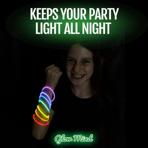 100 Ultra Bright Glow Sticks Bulk - Glow in The Dark Party Supplies Pack - 8" Glowsticks Party Favors with Bracelets and Necklaces