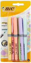 BIC Highlighter Grip Pastel, Highlighter Pens with Adjustable Chisel Tip, Rubber Grip for Extra Comfort, Assorted Colours, Pack of 6