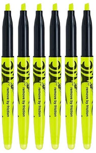 Pilot Yellow Frixion Light Erasable Highlighter Pens Hi-lighter Pens 4mm Chisel Tip Nib - Remove By Friction - SW-FL (Pack Of 6)