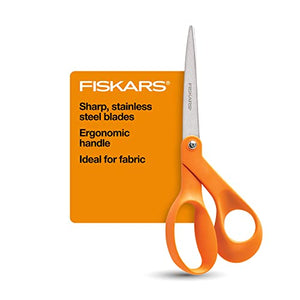 Fiskars Original Orange Handled Scissors - Ergonomically Contoured - 8" Stainless Steel - Paper and Fabric Scissors for Office, and Arts and Crafts
