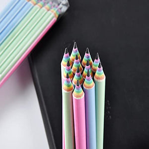 ECOTREE Eco-friendly Wood & Plastic Free Rainbow Recycled Paper #2 HB Pencils For School and Office Supplies, Pre-sharpened,12-Pack