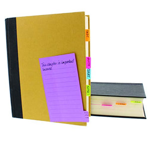 Redi-Tag Divider Sticky Notes, Tabbed Self-Stick Lined Note Pad, 60 Ruled Notes per Pack, 4 x 6 Inches, Assorted Neon Colors, 4 Pack (29504)