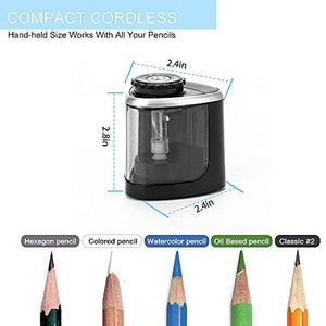 Pencil Sharpener Electric Pencil Sharpeners, Portable Pencil Sharpener Kids, Blade to Fast Sharpen, Suitable for No.2/Colored Pencils(6-8mm)/School Pencil Sharpener/Classroom/Office/Home (Black)