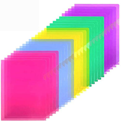 Sooez 25 Pack Clear Document Folder Project Pockets, Clear Plastic Folders Letter Size Plastic Document Folders US Paper Poly Jacket Sleeves Folders Copy Safe, 5 Assorted Colors