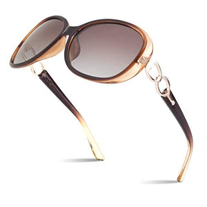Sunier Polarized Sunglasses for Womens Women Sun Glasses Trendy Oversized Fashion Shades UV Protection Retro Designer Luxury Eyewear Transparent Brown Frame Gradient Brown Lens S85