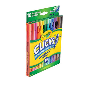 Crayola Washable Markers with Retractable Tips, Clicks, School Supplies, Art Markers, 10 Count