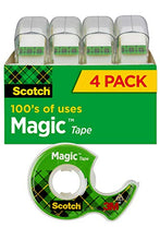 Scotch Magic Tape, 4 Rolls, Numerous Applications, Invisible, Engineered for Repairing, 3/4 x 300 Inches, Boxed