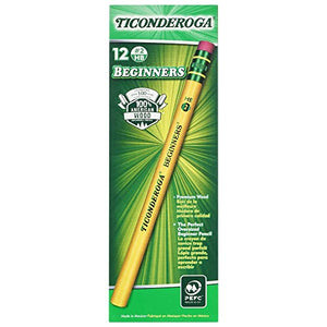 Ticonderoga® Beginners' Elementary Pencils, With Eraser, #2 Lead, Yellow Barrel, Pack Of 12