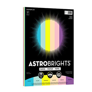 Astrobrights Colored Paper, 8.5" x 11", 24 lb/90 gsm, Playful 6-Color Assortment, 120 Sheets (91022)