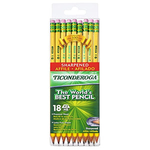 Ticonderoga Woodcase Pencils 6 Pre-Sharpened Boxes of 18, 108 Pencils Total (13818SP)